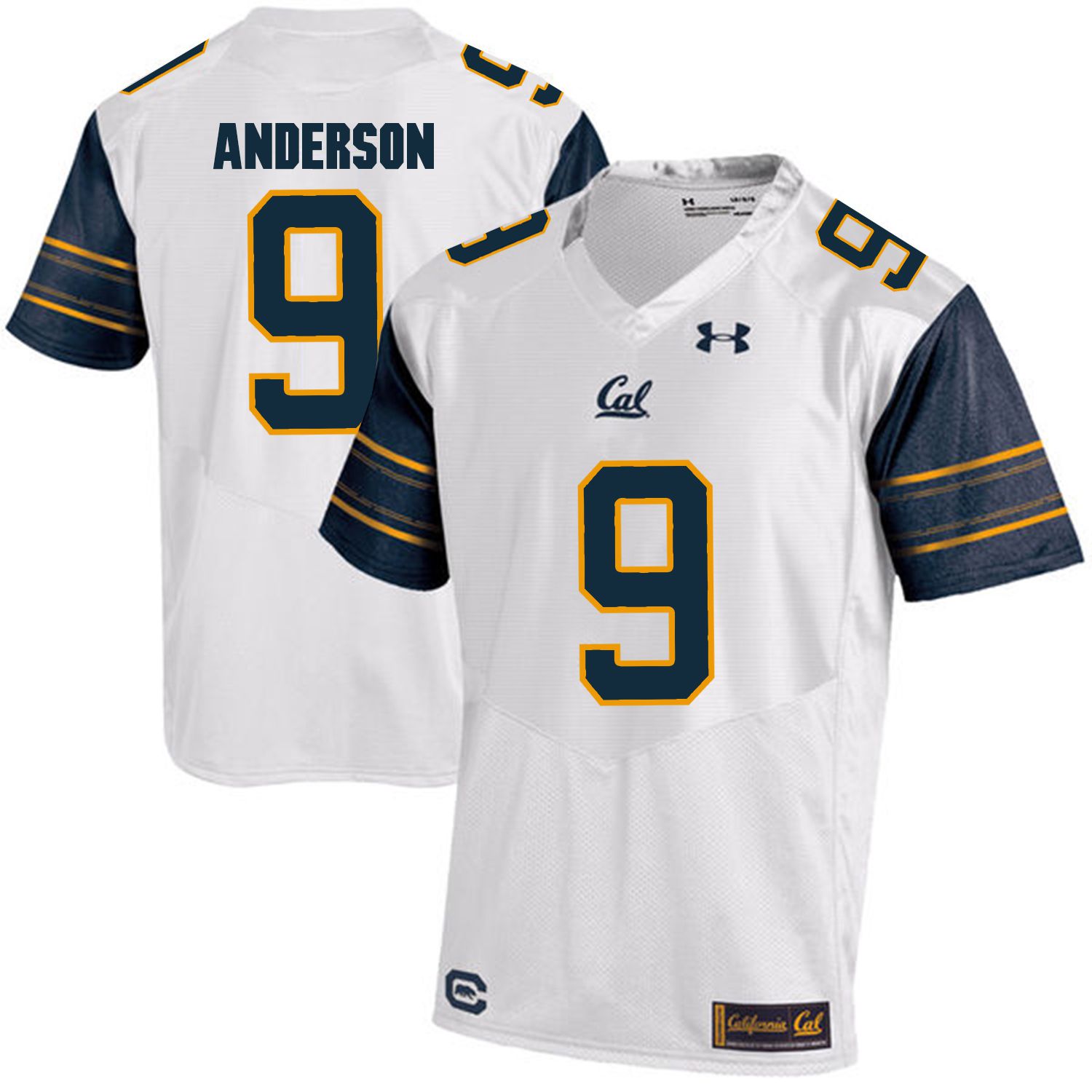 Men California Golden Bears #9 C.J. Anderson White Customized NCAA Jerseys1